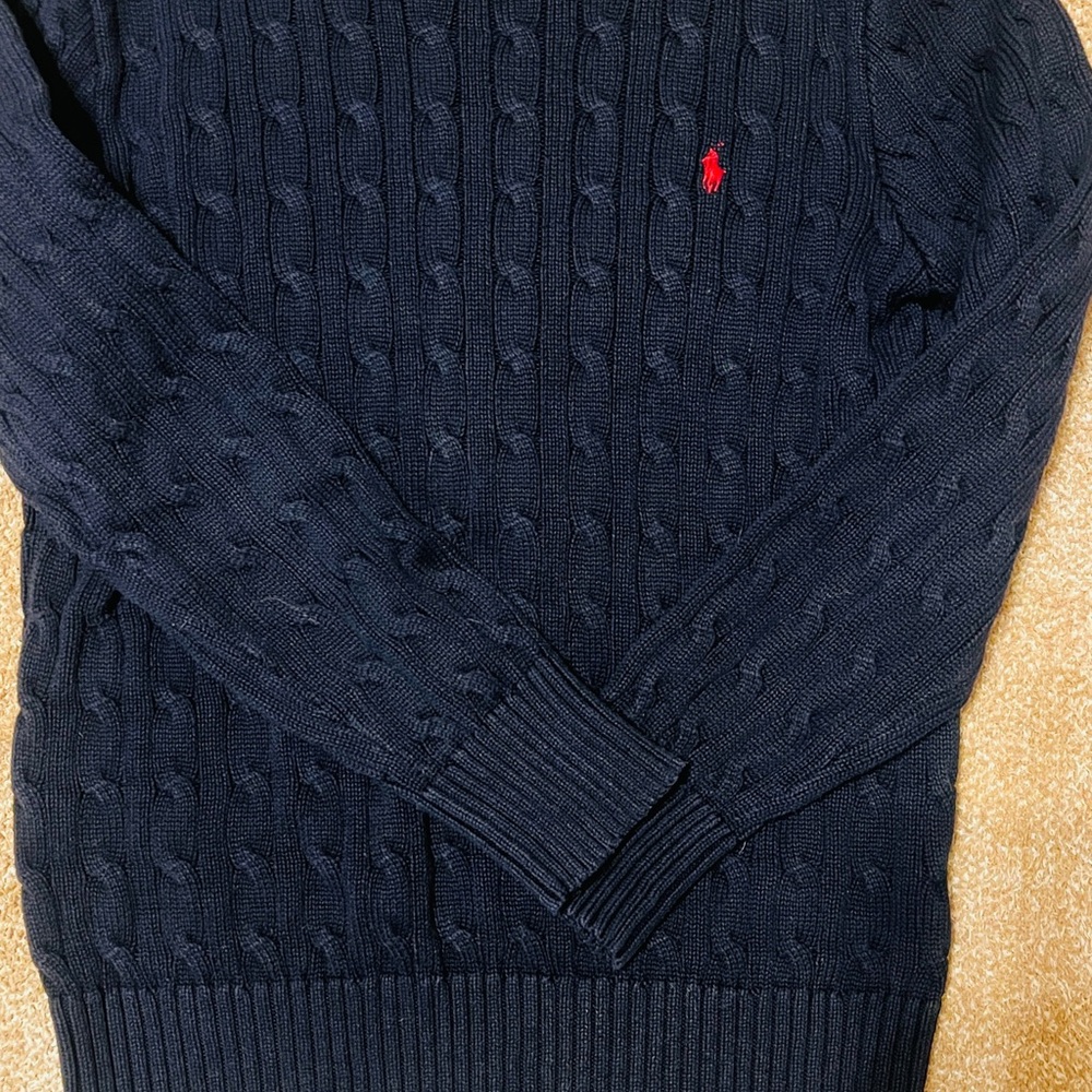 Polo by Ralph Lauren Blue Crewneck Cable Knit Sweater
